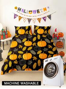 3pcs/Set Halloween Cute Ghost Pumpkin Digital Print Duvet Cover Set(1 Duvet Cover & 2 Pillowcase)Soft And Skin-Friendly Duvet Cover Bedding Set For Home, All Season Bed Sheets Set Halloween Gift - Multicolor - View 10