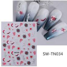 1/7 Peças Adesivos de Unha de Aranha de Halloween, Teia de Aranha de Strass da Moda, Coração, Estrela Decalques de Arte de Unha, Decoração de Unha DIY da Moda, Adequado como Presente para Família, Namorada, Melhor Amiga