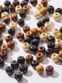 200 pièces Grandes perles en bois de 5 couleurs pour bracelets DIY, colliers, artisanat, également adaptées pour le tissage de coussins, polyvalentes et décontractées - Multicolore - Voir 3