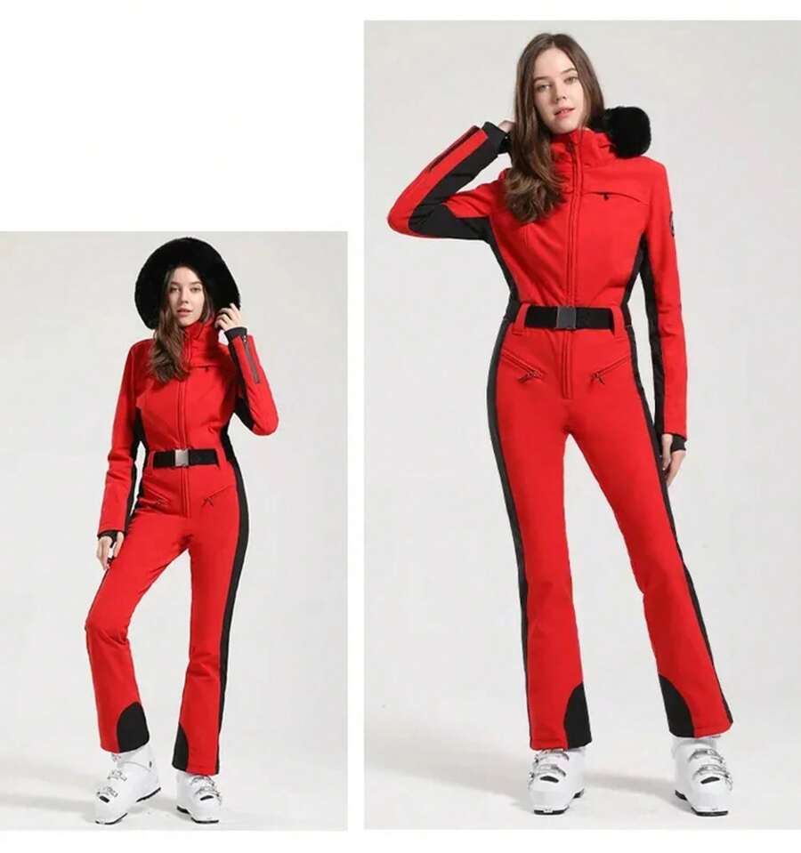 One-Piece Ski Suit For Women, Snowboard Overalls, Windproof And Waterproof, Breathable Clothing, Thickening, Skiing Suit, Winter - màu 1 - Xem 1