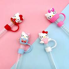 Sanrio Lindas tapas de silicona para pajitas, aptas para vasos a cuadros con pajitas, tapas para pajitas compatibles con tumblers de 30oz y 40oz, adorable protector de tapa de silicona, se ajusta a accesorios de vasos de 0.4 pulgadas/10mm
