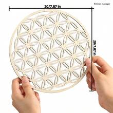 6/10 件生命之花木制杯垫，生命之花杯垫，木板，隔热杯垫；圆形杯垫，生命之花重装石用于墙壁装饰、净化、冥想、家居装饰，10/14/20/30 厘米 - 木質色 - 查看 8