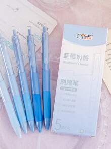 5 支装 0.5 毫米 ST 中性笔，渐变笔尖，多色，可伸缩笔，快干 0.5 黑色笔，适合学生考试、办公室工作和商务签名，返回学校