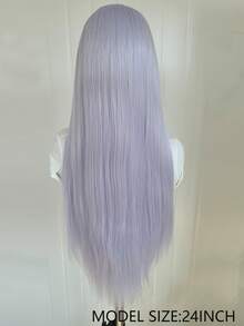 websterwigs Tóc giả tổng hợp thẳng tự nhiên màu tím khoai môn và xám bạc Halloween 13x4, sợi chịu nhiệt chất lượng cao, bộ tóc giả đầy đủ cho nữ - Nhiều màu - Xem 9