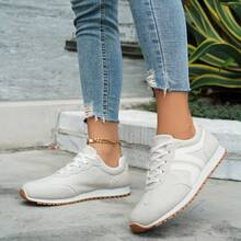 Fashionable New Women's Casual Shoes For Spring And Autumn. Classic Color - Blocking, Versatile. Low - Top Lace - Up Lightweight Sports Shoes. - Grey - View 4