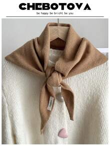 1PC Autumn Decorative Solid Color Wool Knit Triangle Scarf Women's Outerwear Fake Collar Decorative Air-Conditioned Room Scarf Fashion Shawl - Multicolor - View 15