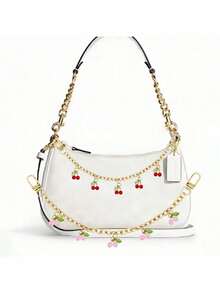 Ciondolo a forma di ciliegia - Accessorio decorativo in metallo per borse, con ciliegie rosa e rosse, per borse a mano, borse a tracolla e borse a spalla - Rosa/Viola/Rosso, ciondoli per borse, catena per borse a tracolla da donna, pendente per portafogli, sostituzione braccialetto alla moda e carino con ciondolo a forma di ciliegia 3D, accessorio pendente per borse