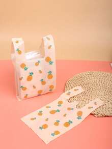 50 Printed Shopping Bags With Handles, Pineapple Tote Bags, Plastic Packaging Bags, Jewelry Bags, Disposable Durable Grocery Retail Bags, Suitable For Supermarkets, Restaurants, And Daily Use, Suitable For Graduation Season, Birthday Parties, Mother's Day And Eid Al Adha, Distribution Bags, Gift Packaging Bags, Christmas Party Supplies, Wedding Party Supplies