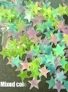 100 Stück 3cm Leucht-Sterne Wandaufkleber, 3D leuchtend, einfarbig & gemischte Farben, fluoreszierender Dekor, 4cm Mond Leucht-Wandaufkleber, helle leuchtende selbstklebende Kunststoffaufkleber, langanhaltend Heimdekoration, geeignet für Zuhause, Decke, Schlafzimmerwand, Raumdekoration, Badezimmerwanddekoration