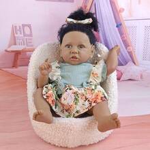 22 Inches Half Glue Reborn Dolls Black Skin Hair Transplanted Cloth Body Simulation Doll Accompanying Play Toys Birthday Gifts