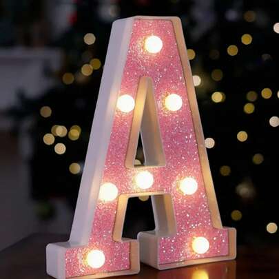 1 件 16 厘米/21 厘米 LED 字母灯，粉色闪烁字母灯，电池供电，房间装饰夜灯，桌面中心装饰，用于卧室、家庭、生日派对装饰、夜间婚礼、生日、圣诞灯、女孩礼物、儿童房装饰、婴儿房装饰、迎婴派对、情人节装饰