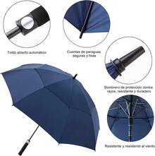 Paraguas de Grandes,Paraguas de Pro-Line de Gran Tamaño con Doble Toldo Ventilado a Prueba de Viento Impermeable para Hombres y Mujeres - azul - Ver 9