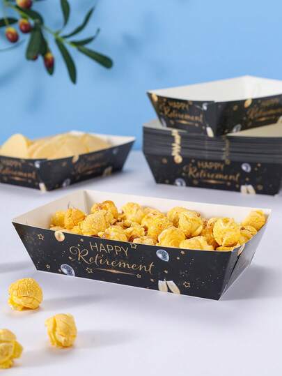10/24 hộp đựng đồ ăn nhẹ sinh nhật/nghỉ hưu màu đen & vàng, hộp đựng khoai tây chiên, hộp đựng bỏng ngô, thích hợp để trang trí tiệc sinh nhật, đêm chiếu phim tại nhà, hộp đựng cơm trưa, bánh mì nướng, nhà hàng burger
