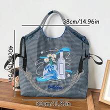 1 Stück olivgrüne Gletschergänseblume Nylon Einkaufstasche, modische lässige große Schulter Umhängetasche, neu für den Herbst, wasserdichte Pendler Tragetasche