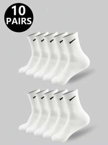 1 双/5 双/6 双女士休闲长袜，简单舒适日常穿着男女通用中筒袜，秋季袜子