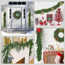 6 pies de guirnalda de pino de Norfolk para Navidad, guirnalda de pinos densos y realistas, guirnalda de follaje artificial de pino y ciprés para decoración navideña del hogar, chimenea, mesa, jardín y exterior