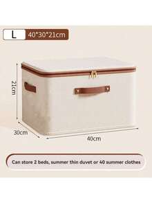 1PC Tianshan Linen Zipper Box Quilt Storage Box, Household Fabric Storage Box Large Storage Box Bedroom Zipper Storage Box Clothes Storage Box With Lid - Beige - View 8
