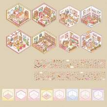 1 مجموعة كتاب ملصقات منظر طبيعي مصغر، موضوع حفلة المنزل، مناظر طبيعية عادية ملصقات ألبوم الصور