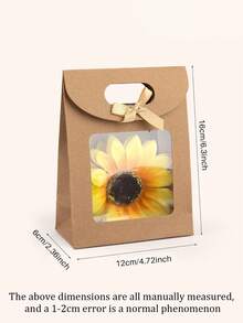 10/5 件装牛皮纸蝴蝶结礼品袋，透明窗口展示包装袋，带提手的竖款迷你礼品袋，棕色礼品袋，自粘纸袋，竖款礼品袋，糖果饼干包装袋，白色和棕色婚礼及圣诞派对袋，情人节礼品袋，礼品包装袋 - 多色 - 查看 7