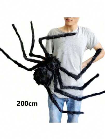 Decoración de telaraña de araña y araña gigante de Halloween, araña falsa y gran telaraña triangular para decoración de Halloween interior y exterior, fiesta de disfraces, casa embrujada