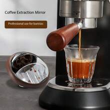 1pc Espresso Extraction Mirror With No-Bottom Handle, For Observing Espresso Flow Rate, Reflective Coffee Machine Tool - Silver Mirror Coffee Accessory - (Item No.Y22146WS) Silver Round Shape Mirror - View 3