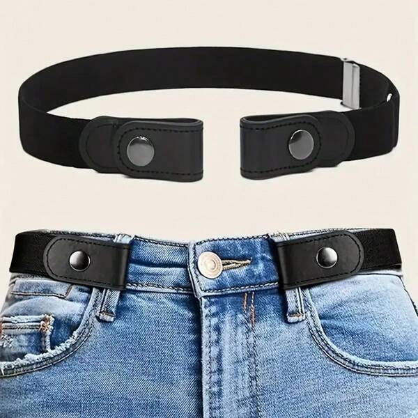 Unisex Elastic No-Buckle Waistband, Casual Street Style Stretch Belt, Comfortable Invisible Belt, Knitted Elastic Band, With Hand Wash/Dry Clean For Jeans And Skirts, Weekend Casual And Daily Commute, Average Size