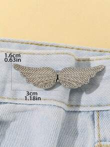 1 套闪亮翼形腰带扣，可调节金属合金夹适用于牛仔裤，可拆卸且无需钉子，高品质腰带，收紧扣，裤扣，领针，胸针专为女性设计，耐用时尚，可拆卸腰夹适用于牛仔裤、裙子、裤子和其他配饰，适合女学生或女士 - 銀色 - 查看 7