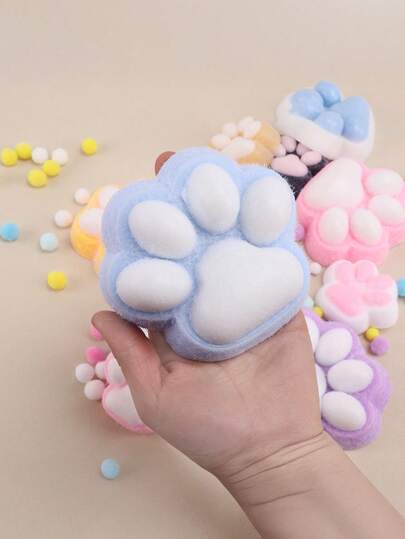 1 件柔软毛绒猫玩具，卡通爪印设计 - 适合所有品种和尺寸的互动挤压宠物玩具，无需电池，猫咀嚼玩具，可爱的挤压玩具，节日礼物，小型家庭玩具，柔软玩具，慢回弹，挤压玩具，缓解压力挤压和捏玩具 - 非常适合办公室