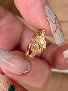 Stylever 1pc 925 Sterling Silver Stylish Minimalist Heart Ring For Women Daily Commuter Decoration Rings Party Accessory Ladies High Quality Ring Fine Jewelry Gift