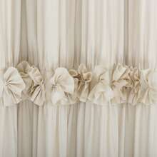 Shabby Chic Window Curtains With Blackout Liner, Boho Ruched Window Treatments With 3 Rows Of Butterfly Flowers, Rustic Rod Pocket Drapes For Living Room, 54"W X 84"L, 2 Panels - Camel - View 4