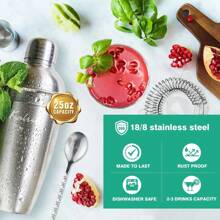 Biemlerfn 25-Piece Cocktail Shaker Set, Mixology Bartender Kit With Acrylic Stand Stainless Steel Bar Tools, Full Bartender Accessories And Recipe Book