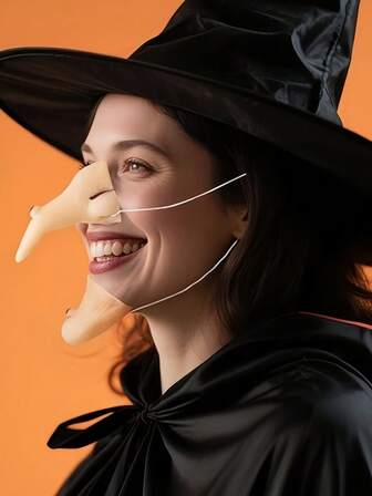 Halloween Witch Nose, Witch Costume Nose With Chin Decoration, Cosplay Party Clown Long Nose Prop