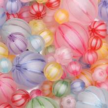 10/30/100pcs Acrylic Pumpkin Beads, DIY Craft Jewelry Making, Halloween Decor Materials, Candy Colors, 8-20mm - Random Color Mixing - View 2