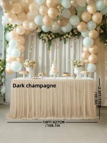 4pcs/1pc Pleated Solid Color Tableskirt, Suitable For Rectangular, Square, Round Tables, Ruffled Tablecloth, Wrinkle-Resistant And Easy To Clean, Applicable For Birthday Cake Table Decor, Banquet And Wedding Party, Bridal Shower, Various Party Celebrations