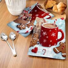 1 set/1 pieza/2 piezas Toallas de cocina y paños de cocina con estampado de hombres de jengibre navideños, adecuados para decoración de interiores en restaurantes, cocinas y baños, decoración de fiestas, regalos navideños y también pueden ser entregados como regalos de Navidad