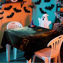1/20 chiếc khăn trải bàn chủ đề Halloween, khăn trải bàn hình bí ngô phát sáng và lâu đài kỳ lạ, hoàn hảo cho tiệc tùng và trang trí nhà cửa, khăn trải bàn hình chữ nhật bằng polyester có thể giặt bằng máy, trang trí bàn Halloween - Nhiều màu - Xem 15