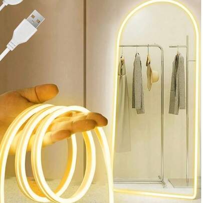 Dây đèn neon mềm dẻo LED cảm ứng 1m/2m/3m/4m/5m, Dây đèn trang trí có thể điều chỉnh độ sáng qua USB, Thích hợp cho phòng ngủ, phòng khách, gương trang điểm, phòng tắm, sân hiên, tiệc tùng, nhà ở, quán bar, trang trí DIY ngoài trời