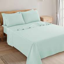 LUX DECOR 6-Piece Embroidered Bed Sheet Set – Brushed Microfiber, Deep Pocket, Lightweight & Breathable – Graduation Gifts, Home Decor, Sleep Protection For Dorms, Student Beds, Back‑To‑School Gift, Soft Bed Linens, Comfortable Sleep, Luxury Bed Set, Valentine's Day Bedroom, Spring Bedding Refresh, Guest Room Essentials, Dorm Room Bedding, Premium Bed Linens, Easy Care Sheets, Hypoallergenic Fabric, Year-Round Comfort, Master Bedroom Update, Matching Bedding Set, Hotel Quality Linens - 溫泉藍 - 查看 9