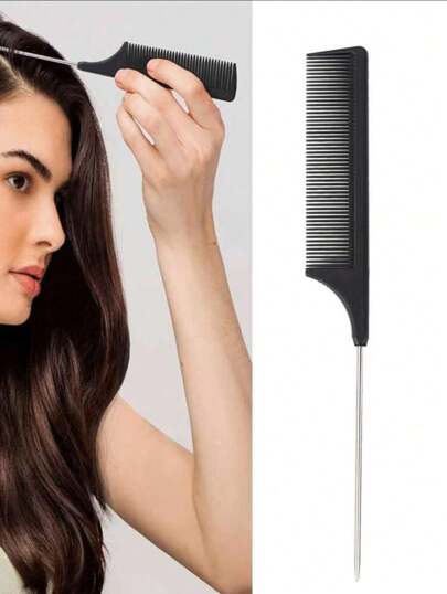 1pc Rat Tail Combs For Women,Carbon Fiber Rat Tail StylingComb, Fine Tooth Comb PartingTip Carbon Fiber Root Teasing AntiStatic Heat Resistant AddingVolume Evening Hair Styling,HairBrush,Comb,Hair Tools,HairProducts And Accessories ForBarber Salon Beauty TravelEssentials,Back To School,TravelHoliday Essentials,HairAccessories For Women