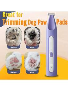 1 pieza Recortadora de pelo para mascotas recargable inalámbrica, adecuada para el aseo de perros pequeños, afeitadora eléctrica de bajo ruido con indicador de encendido LED, diseñada para patas, ojos, orejas, cara y cola, aplicable para diversas mascotas domésticas pequeñas - Multicolor - Ver 10