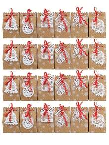 24 Stücke, Weihnachts-Schneeflocken Geschenktüte, Kleinunternehmen Zubehör, Einkaufstasche, Party Tasche, Hochzeit Geburtstags Party Geschenktüte, Basteltragetasche, Party Gastgeschenke, Geburtstagsdekoration, Party Geschenkdekoration, Hochzeitsdekoration, Party Zubehör, Weihnachtsdekoration