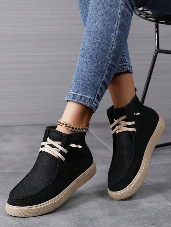 2025 New Couple Classic Lace-Up High-Top Casual Sports Outdoor Sneakers For Women, With Elastic Band, Breathable Mesh, EVA Sole, Fashion Versatile Sports Shoes, Student Shoes, Outdoor Hiking Street Wear All Season, Lightweight & Durable
