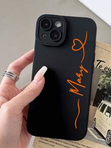 黑色字母元素定制哑光黑银色手写签名防摔加厚透明镜面手机壳个性化姓名手机套兼容 11、12、13、14、15、16 Pro Max，手机及配件，季节精选，时尚个性化手机壳，送给男朋友、女朋友、家人、朋友、祖父母、情侣，周年纪念日、生日、旅行收纳、春季礼物 - 黑色 - 查看 2