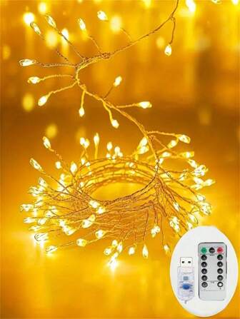 1 pieza Luces de hadas LED, 50/100 LED decoración festiva, 8 modos para habitación, patio, decoración interior/exterior, programa de iluminación