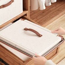 1 件装布艺收纳盒，亚麻衣物收纳盒带盖，可折叠家用卧室玩具收纳盒