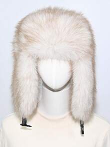 1pc Thick Faux Fox Fur Trapper Hat, Hat And Scarf Set Suitable For Autumn/Winter Outdoor Activities, Warm & Versatile For Hiking, Skiing, Cycling And Daily Wear, Retro Acrylic Bucket Hat, Fleece Lined Aviator Hat, Halloween Gift