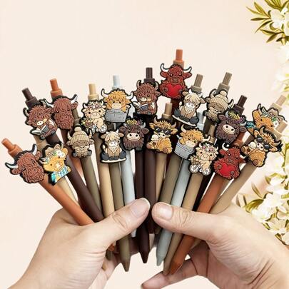 1 Adet/5/10/20/30 Adet Sevimli Yayla İneği Baskılı Kalemler Siyah Mürekkepli Geri Çekilebilir Yayla İneği Kalem Seti Karikatür Yayla İneği Hediye Seti Okul Ev Ofis Kırtasiye Temalı Tatil Hediyeleri Aksesuarlar Meslektaşlar İçin Hediyeler