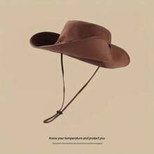 قبعة شمس صيفية قابلة للتنفس بطراز رجعي، قبعة حفلات، قبعة كاوبوي غربية بحماية من الأشعة فوق البنفسجية - ذات حافة واسعة، خيط قابل للتعديل، خفيفة الوزن ومرنة، مناسبة للتنزه والشاطئ والأنشطة الخارجية، قبعة شاطئ للحفلات