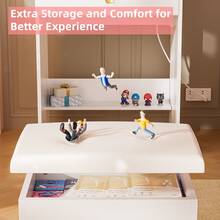 GINRGINR Vanity Desk With Lighted Mirror, Makeup Vanity Table With Lights, Drawer, Power Outlet, 3 Color Lighting Modes & Adjustable Brightness, Dressing Table For Bedroom, White, 15.4"D X 24.4"W X 59"H - Xem 8
