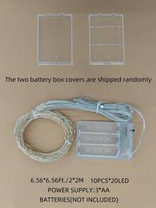 1pc 200 LED 2*2 Meter Copper Wire Fairy String Lights, Bedroom Decor, Wall Decor, Party Decor, Girls Room Decor, Battery Powered Curtain Lights - 白色 - 查看 2